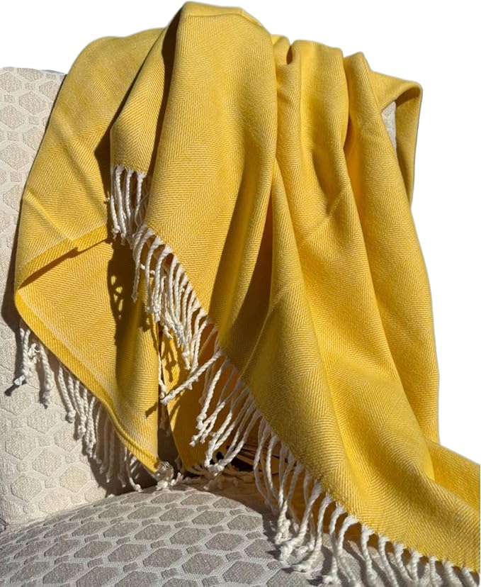 Alashan Cotton Acrylic Adirondack Herringbone Woven Throw (Radiance)