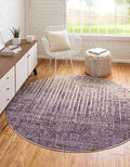 Unique Loom Del Mar Collection Area Rug - Jennifer (4' 1" Round, Purple/ Ivory)