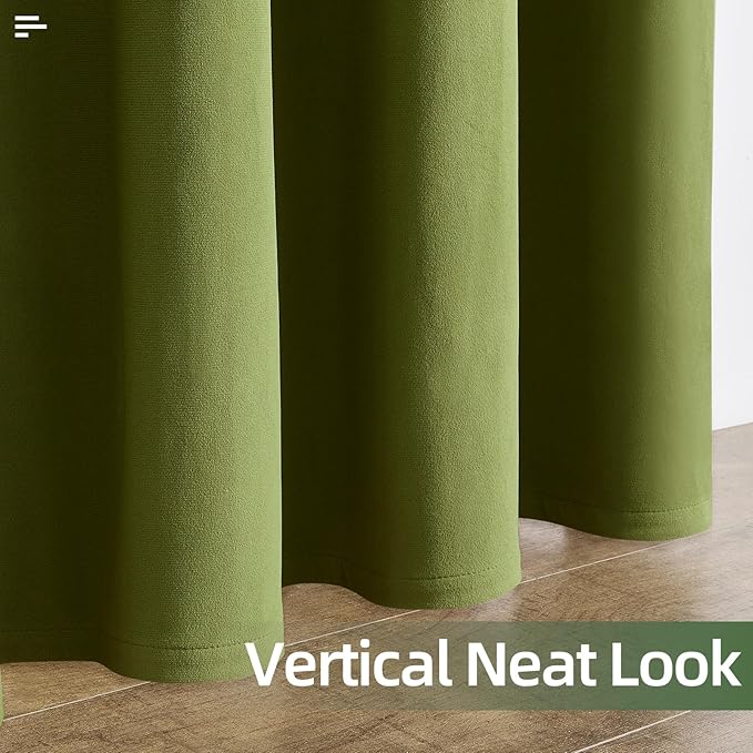 Joydeco Customized Curtains, 100% Blackout Curtains for Bedroom and Living Room, Heavy Duty Luxury Thermal Insulated Moss Green Velvet Curtains Rod Pocket & Back Tab 1 Panel, Custom Size