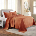 Superior 100% Cotton Basket Weave Bedspread with Shams, All-Season Premium Cotton Matelasse Jacquard Bedding, Quilted-Look Geometric Basket, Queen, Mandarin
