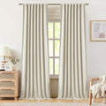 Vision Home Natural Linen Full Blackout Curtains 108 inch for Bedroom Living Room Darkening Soundproof Window Panels 9FT Thermal Insulated Rod Pocket Back Tab Farmhouse Drapes 56" Wx108 Lx2