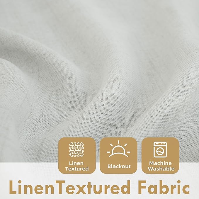 DriftAway Double Layer Linen Blackout Tie Up Curtains Thermal Insulated Fully Lined Balloon Roman Shade Bathroom Window Adjustable Rod Pocket for Small Window 45 Inch by 63 Inch Ivory Cream