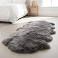 Premium Gray Sheepskin Rug Genuine Fur Bedside Runner 2x6ft - Great for Soothing Feet - Ethically Sourced Sheep Fur Rugs - Sheepskins Wool Runner