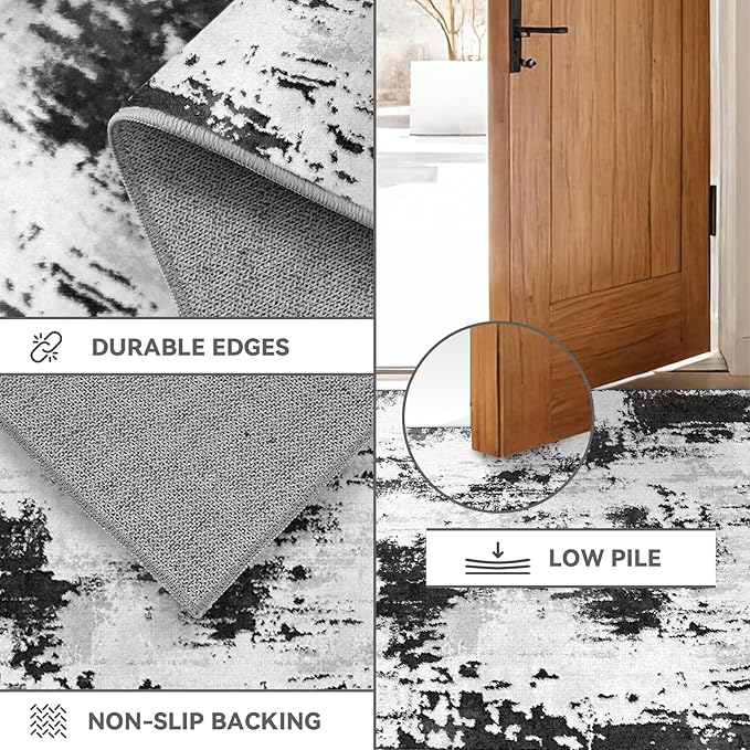 Area Rugs 6x9 Rug for Living Room - Machine Washable Neutral Modern Abstract Soft Rugs for Dining Room Floor Non Sliping Carpets for Bedroom Farmhouse Home Office