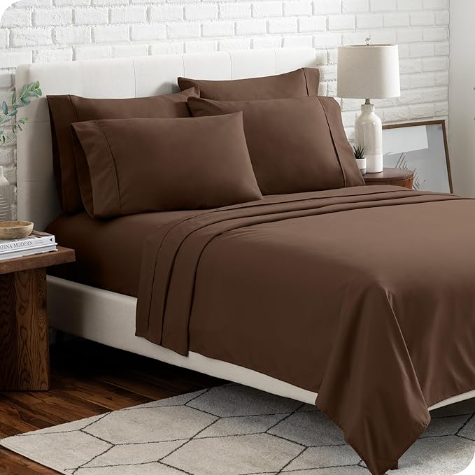 Bare Home King Sheet Set - 6 Piece Set - Hotel Luxury Bed Sheets - Ultra Soft - Deep Pockets - Easy Fit - Cooling & Breathable Sheets - Wrinkle Resistant - Cozy - Cocoa - King Sheets - 6 PC