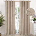 YoungsTex Linen Curtains 102 Inches Long Textured Extra Long Curtain with Bronze Grommet Privacy Light Filtering Drapes for Living Room Bedroom, Dark Oatmeal, 52 x 102 Inch, 2 Panels