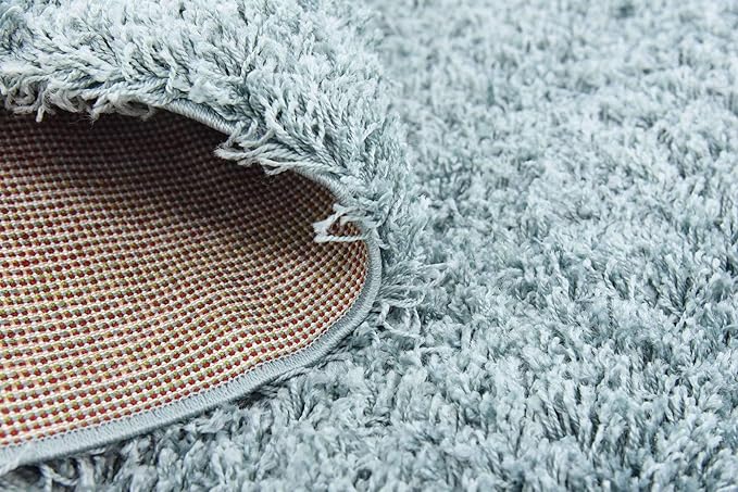 Unique Loom Solid Shag Collection Area Rug (8' Square, Light Slate Blue)