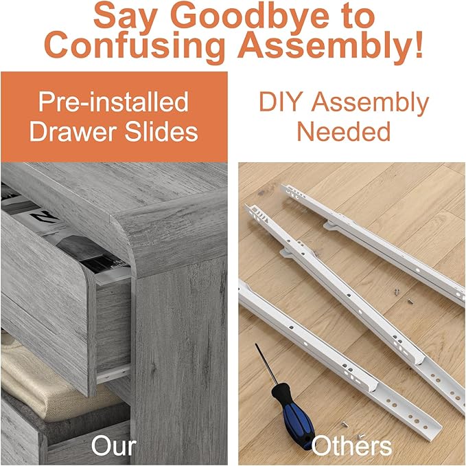 3 Drawer Dressers for Bedroom, 32" Wide Wood Storage Dresser & Chest of Drawers Organizer, Large Modern Dressers with 3 Drawer Storage Organizer for Bedroom Living Room Hallway Closet, Grey