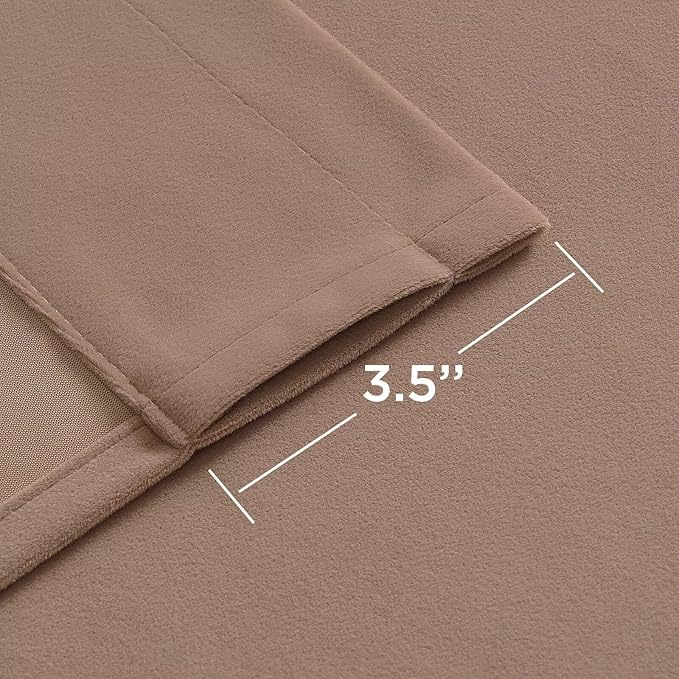 Joydeco Velvet Curtains Rose Beige Blackout Curtains Thermal Insulated 96 inches Long Window Curtains Super Soft Room Darkening Drapes for Bedroom Living Room Elegant Rod Pocket 2 Panels Rose Beige