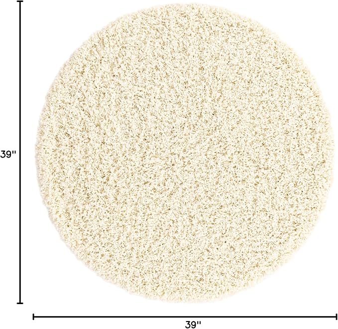 Unique Loom Solid Shag Collection Area Rug (3' 3" Round, Pure Ivory)