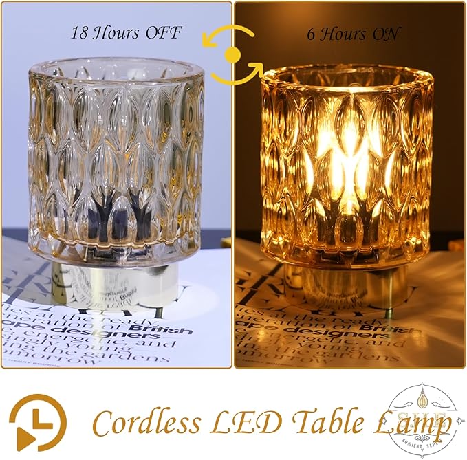 Battery Operated Lamp - Stylish Small Lamps Decorative with Timer & 3 Light Modes, No Plug in Lamps Cordless Battery Table Lamps for Bedroom/Bathroom/Fireplace(Without Remote Control)