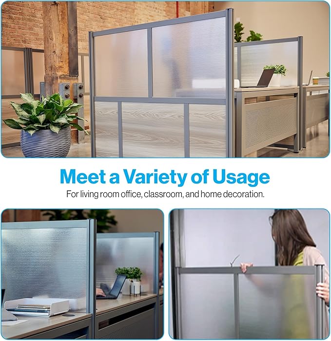 NBF Office Partitions - Cubicle Privacy Panel Wall Divider - Modern Room Separator with Quick Assembly - Indoor Laminate Free Standing Portable Room Divider Panel - 76" H x 96" W (Gray)