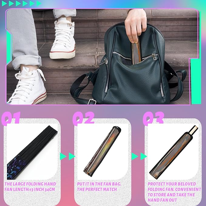 Summer Rave Fan Thigh Holster Rave Fan Holder Folding Hand Pouch Foldable Sleeves with Waist Belt for Thigh Party