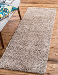 Unique Loom Solid Shag Collection Area Rug (2' 7" x 10' Runner, Taupe)