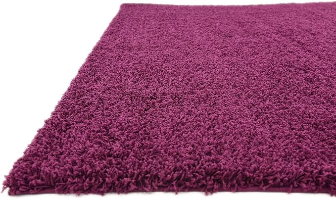 Unique Loom Solid Shag Collection Area Rug (8' Square, Eggplant Purple)