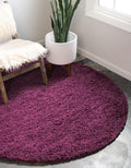 Unique Loom Solid Shag Collection Area Rug (4' 1" Round, Eggplant Purple)