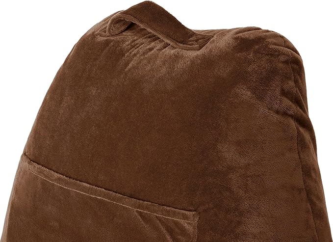 Husband Pillow Chocolate, Original Reading Pillow in Bed Rest Chair, Shredded Memory Foam Large Lounge Cushion Adult Backrest with Arms, Comfy Back Support for Sit Sitting Up, Wash/Removable Cover