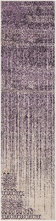 Unique Loom Del Mar Collection Area Rug - Jennifer (2' x 8' Runner, Purple/ Ivory)