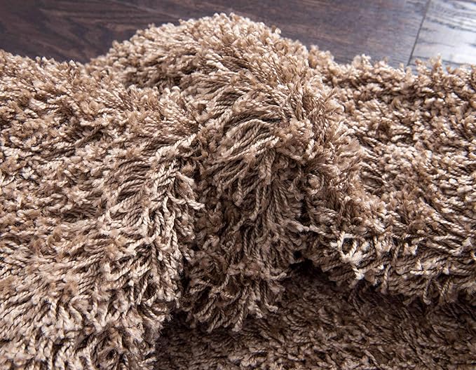 Unique Loom Solid Shag Collection Area Rug (8' x 10' Rectangle, Sandy Brown)