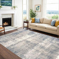 vivorug 9x12 Area Rugs for Living Room, Non Slip Machine Washable Modern Abstract Rug, Ultra-Thin Lightweight Large Area Rug for Bedroom, Dining Room, Low Pile Grey/Navy