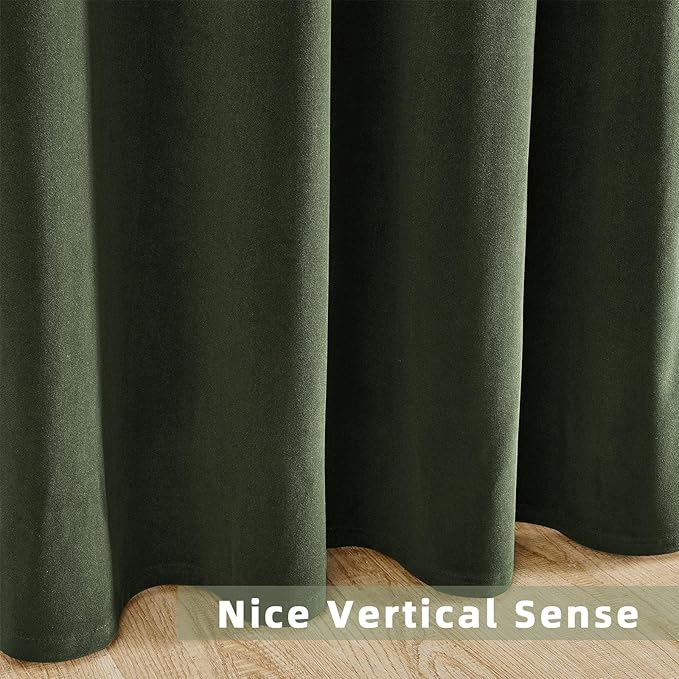 Joydeco Customized Velvet Curtains for Bedroom & Living Room, Heavy Duty Luxury Thermal Insulated Olive Green Velvet Curtains Rod Pocket 1 Panel, Custom Size