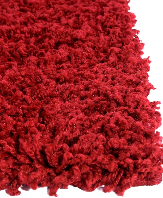 Unique Loom Solid Shag Collection Area Rug (2' 6" x 19' 8" Runner, Cherry Red)