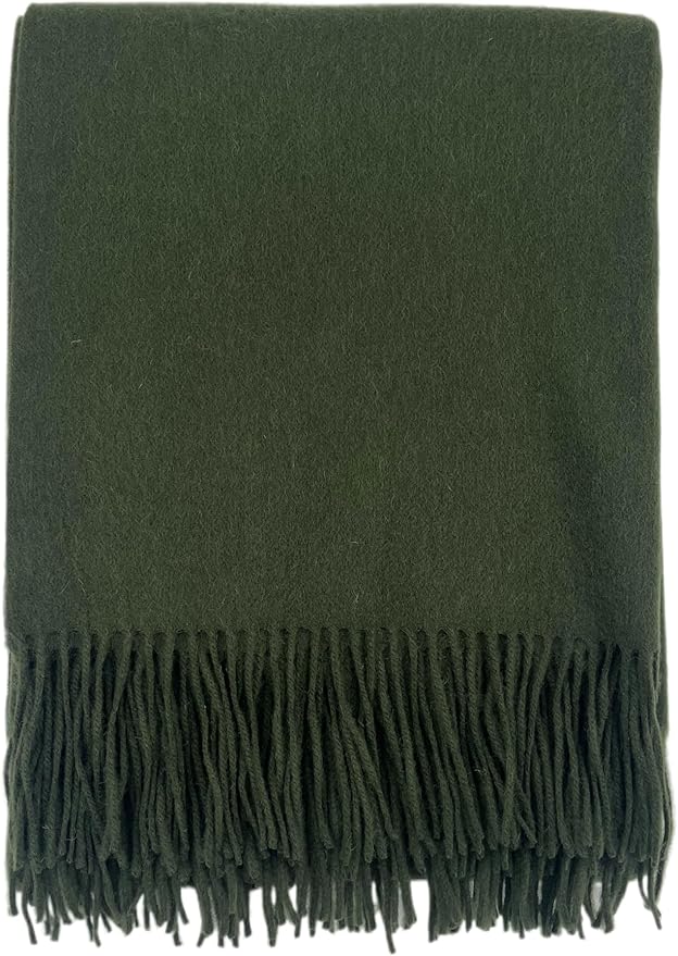 Alashan Cashmere Blend Ripple Finish Woven Throw (Olive)