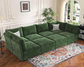 ABCASA 136.4" Oversized Modular Sectional Sleeper Sofa Bed, U Shaped Convertible Couch with Movable Ottoman, Large 8 Seat Corner Couches for Living Room Deep Seat Green Chenille