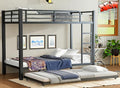 Upgraded Version Thicken Stronger Metal Heavy-Duty Twin XL Bunk Bed with Twin Size Trundle, Bunk Bed for Adults with Ladders, Easy Assemble (Twin XL Over Twin XL)