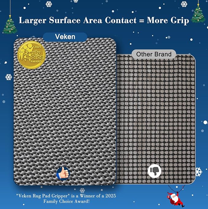 Veken Runner Rug Pad Gripper for Hardwood Floors, Non Slip 2x10 Ft Rug Pads for Area Rugs, Thick Dark Grey Rug Grippers for Tile Floors, Under Carpet Anti Skid Mat, Keep Your Rugs Safe and in Place