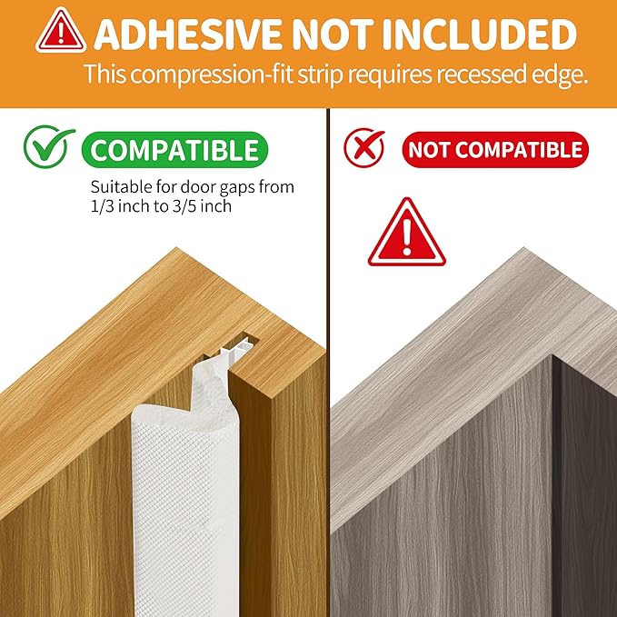 40FT Weather Stripping Door Seal Strip – Soundproof Door Frame Seal for Large Gaps, Easy Installation, Noise Cancelling (White)