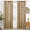 YoungsTex Burlap Linen Curtains 80 Inch Length for Living Room, Light Filtering Drapes Semi Sheer with Bronze Grommet Textured for Bedroom Dining Room Farmhouse Country, Toffee, 52 x 80 Inch, 2 Panels