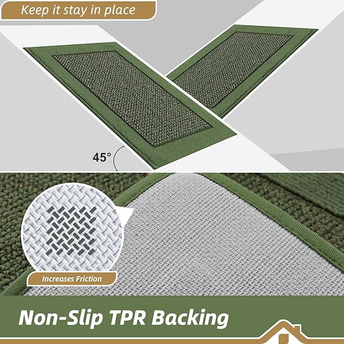 BEQHAUSE Indoor Door Mat 24" x 36", Dirt Trapper Door Mats Non-Slip Entryway Rugs Washable, Resist Dirt Absorbent Welcome Mat, Low Profile Floor Mats for Front Back Door and Entryway, Green