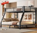 Upgraded Version Thickened Metal Heavy-Duty Queen Over King Bunk Bed, Best Modern Style Stronger King Size Bunk Bed Frame with Ladder for Adults, Easy Assembly (Queen Over King)