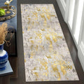 vivorug Runner Rug 2'x7' Machine Washable Non-Slip Runners for Hallways Kitchen Entryway Laundry Room Modern Abstract Carpet Hallway Runner Grey/Mustard