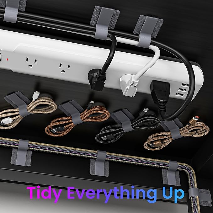 Hook and Loop Cable Ties, Self Adhesive Hook and Loop Cable Straps, Sticky-back Cord Organizer, Cable Clip, Household & Office Essentials, 40Pcs per Pack