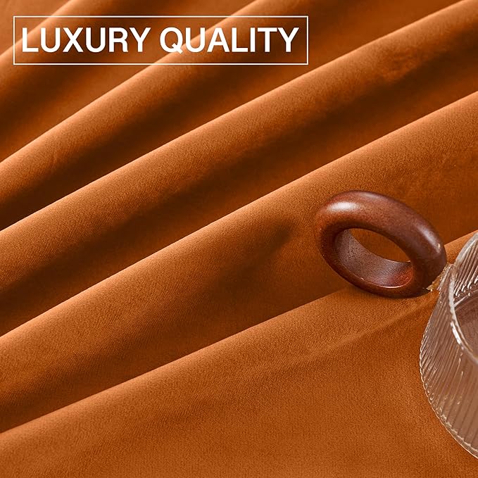 StangH Pumpkin Orange Velvet Curtains for Nursery Bedroom, Luxury Room Darkening Privacy Protect Window Drapes for Office/Party Backdrops/Living Room, W52 x L84, 2 Panels