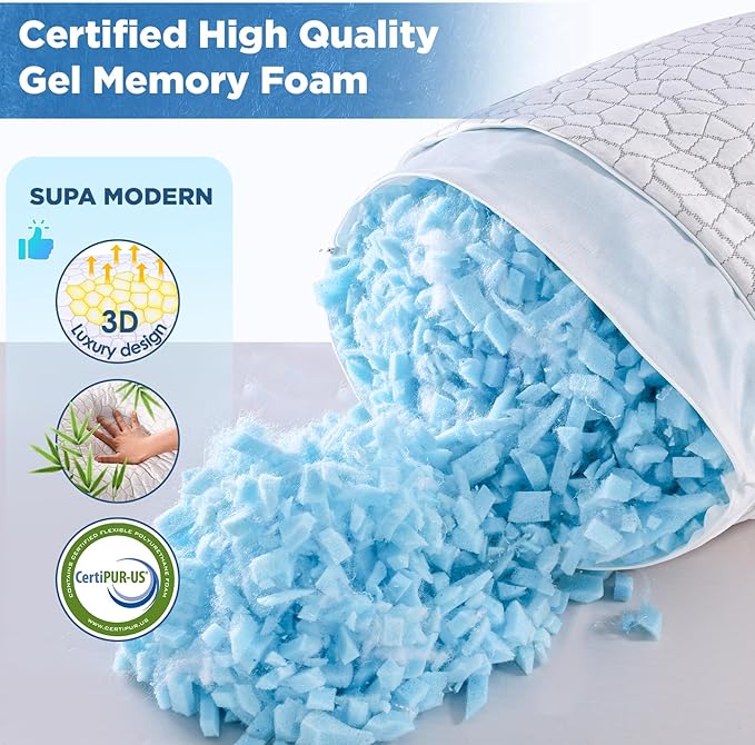 Cooling Bed Pillows for Sleeping 1 Pack Shredded Memory Foam Pillows Adjustable Cool Pillow