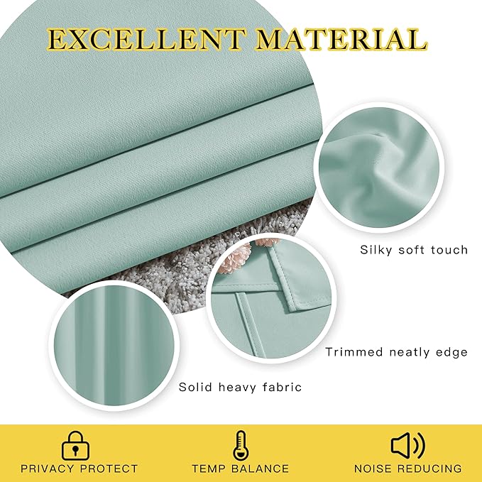 NICETOWN Blackout Aqua Blue Curtains 102 inches Long 2 Panels Burg, Grommet Thermal Curtains Light Blinds Room Darkening Window Treatments for Bedroom, 2 Panels, W52 x L102