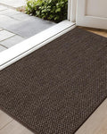 Color&Geometry Ultra-Thin Indoor Door Mat, 21"x31" Low-Profile Non-Slip Entryway Rug with Modern Geometric Texture, Washable Doormat for Entrance, Front Doors, Brown (FOLD)