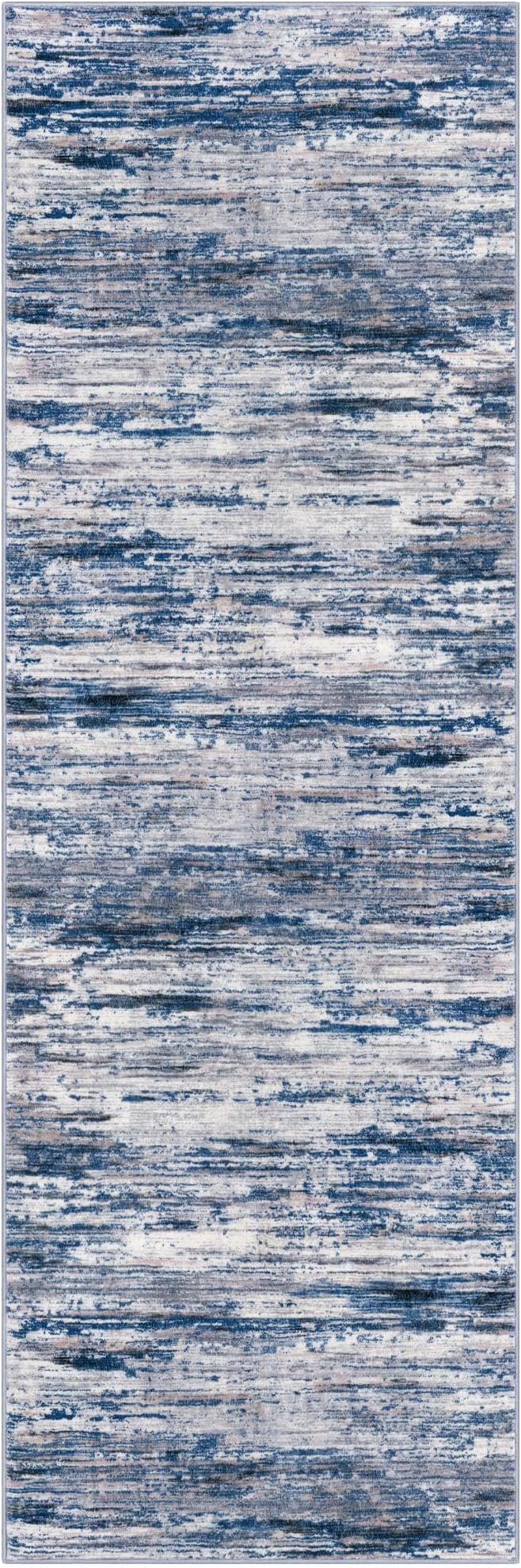 2.6x8 Modern Abstract Runner Rug for Hallways, Navy Blue Gray Neutral Multi Super Soft Hallway Decor Kitchen Rugs with Non-Slip, Non-Shedding Washable Rug for Entryway Bedroom Indoor
