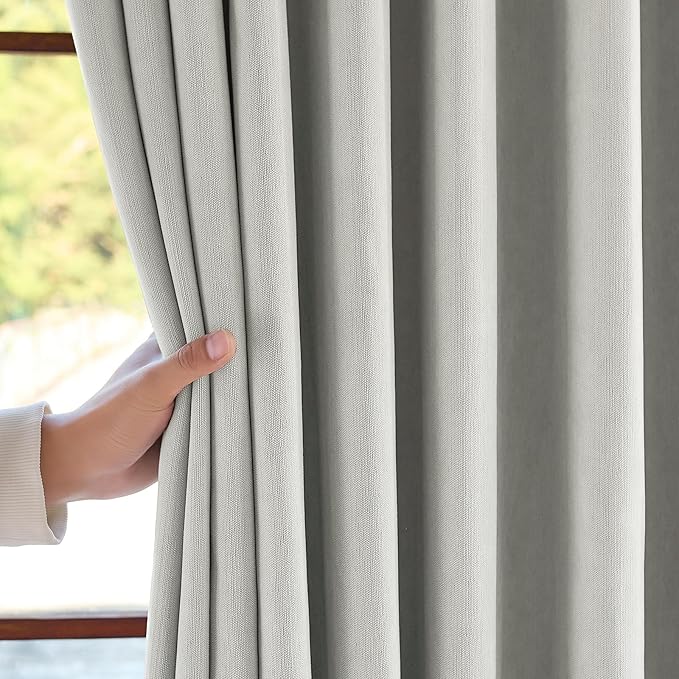 jinchan Chenille Blackout Curtains 108 Inches Long Light Grey Thermal Insulated Curtains for Living Room Bedroom 2 Panels Noise Reducing Drapes Back Tab Full Privacy Window Curtains 50x108 Inch