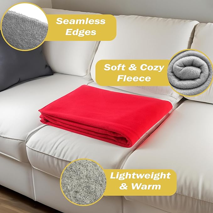 12 Bulk Pack Fleece Throw Blankets, 50x60 Soft for Home, Office, Wedding, Gift, Camping (Assorted 1)