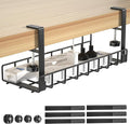 Under Desk Cable Management Tray, Xpatee Upgraded Wire Management No Drill No Screws, Cable Tray with Clamp for Wire Organizers, Computer Cord Rack for Office, Home - No Damage to Desk Black