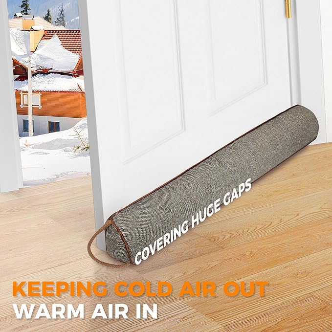 TORRAMI Under Door Draft Stoppers 38 Inch, Heavy Triangle Stop Draft Block Cold Air/Wind/Breeze Noise Blocker Door Sweeps Weather Stripping Bottom Seal Brown