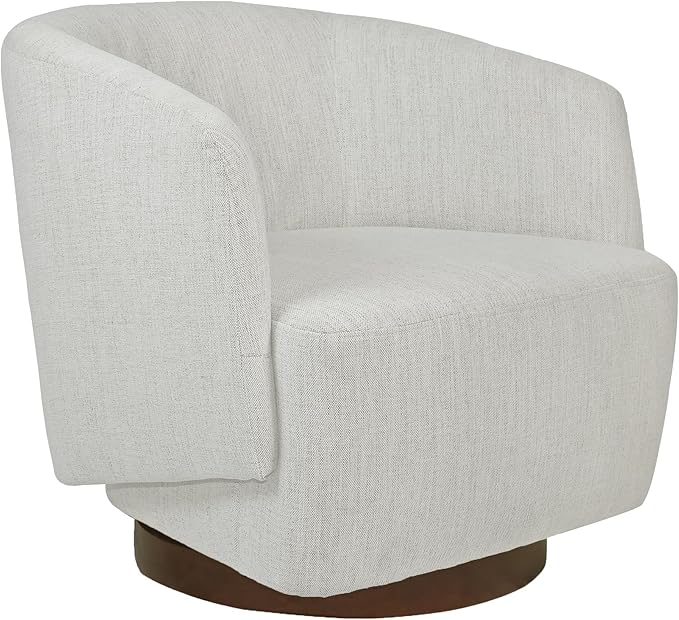 MINCETA Accent Chair,360° Swivel Chairs with Wood Base,Modern Swivel Accent Chair for Living Room and Bedroom,Performance Fabric in Ivory