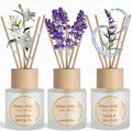 Reed Diffuser Set of 3, Binca Vidou Lavender, Jasmine & White Tea, Sage & Sea Salt Natural Scent Oil Diffusers with Sticks for Home Office Bathroom Aromatherapy Decor 1.69oz x 3