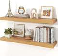 Floating Shelves for Wall, 9.3" Deep Wall Mounted Wood Shelves for Bathroom, Bedroom, Living Room, Kitchen, Hanging Shelf for Books/Storage/Room Decor (Oak, 36")