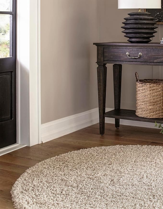 Unique Loom Solid Shag Collection Area Rug (7' 1" Round, Taupe)