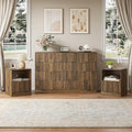 8 Drawer Dresser & Nightstand Set 3-Piece, 55” Wide Bedroom Dresser Set Night Stand Set of 2 with Metal Handle, Fluted Modern Wood Chest of Drawers Storage Dressers Set for Bedroom, Walnut